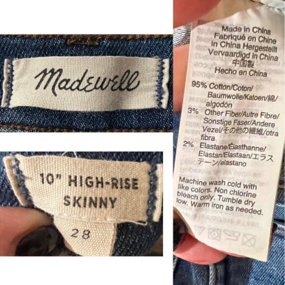 MADEWELL 10" Button Front High Rise Frayed Hem Skinny Jean Size 6/28 - Picture 11 of 12